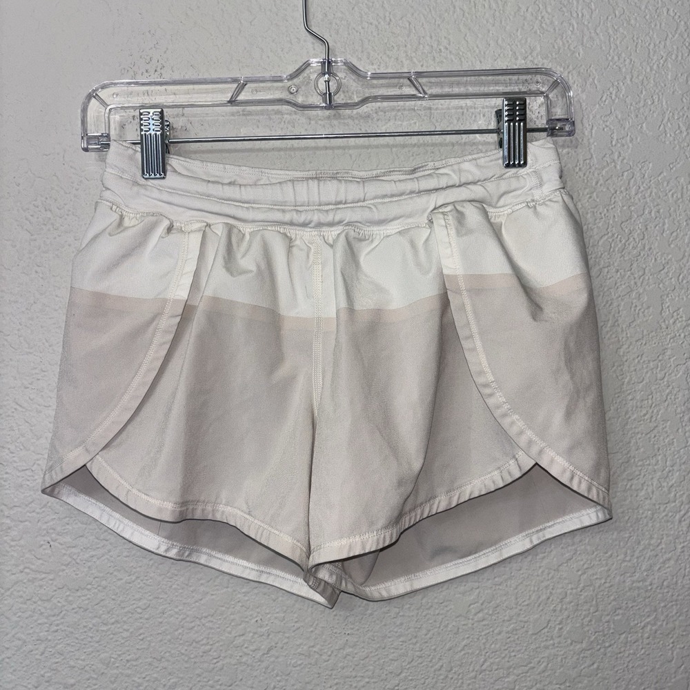 Lululemon Hotty Hot Shorts White 3" Asymmetrical Size 4 W/ Liner Special Edition